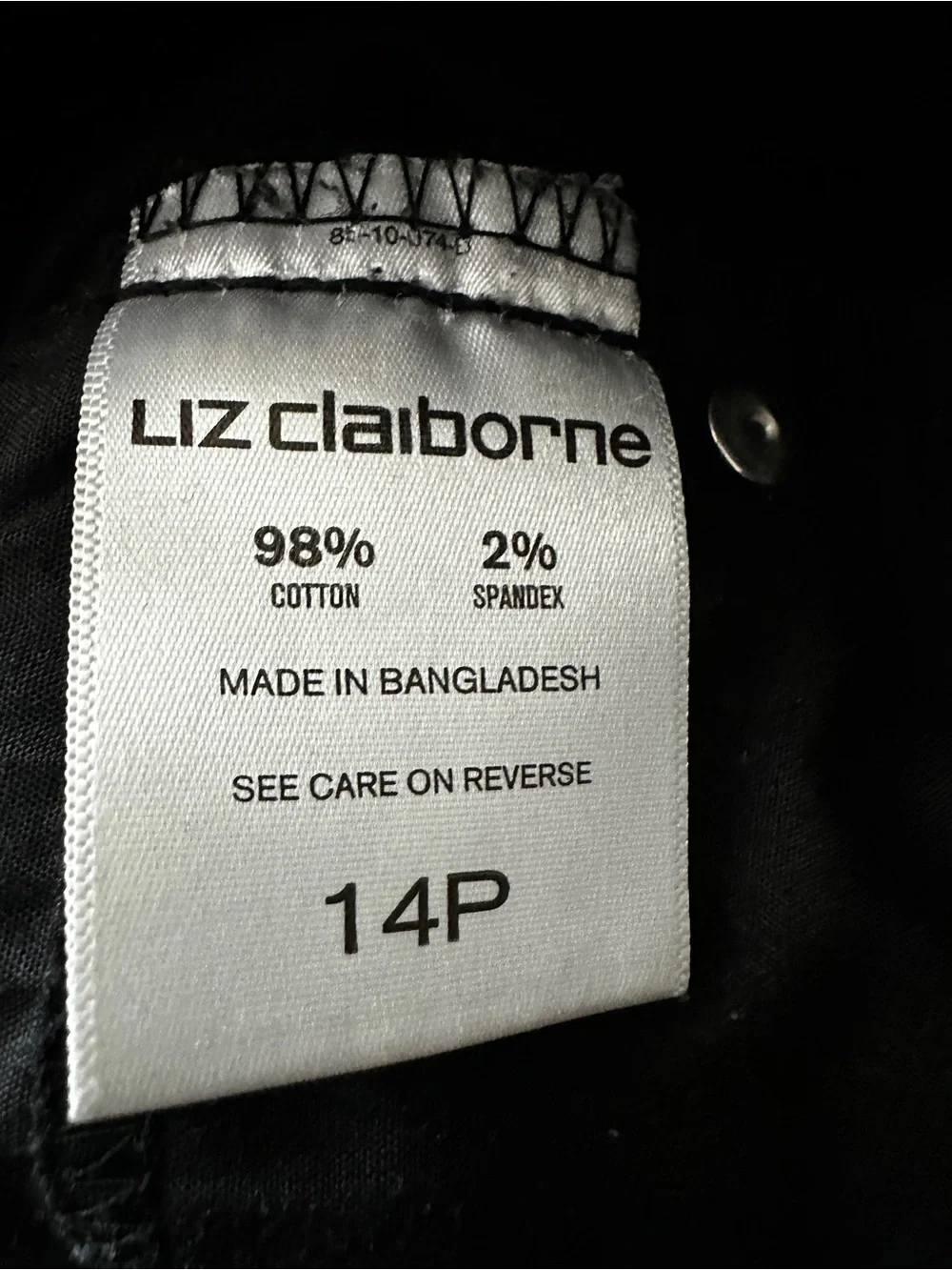 Liz Claiborne Black Petite Corduroy Pants